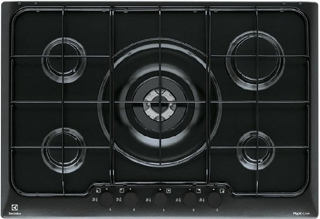 ELECTROLUX PN750UV PIANO COTTURA NERO 75 CM 5 FUOCHI GAS COMANDI FRONTALI